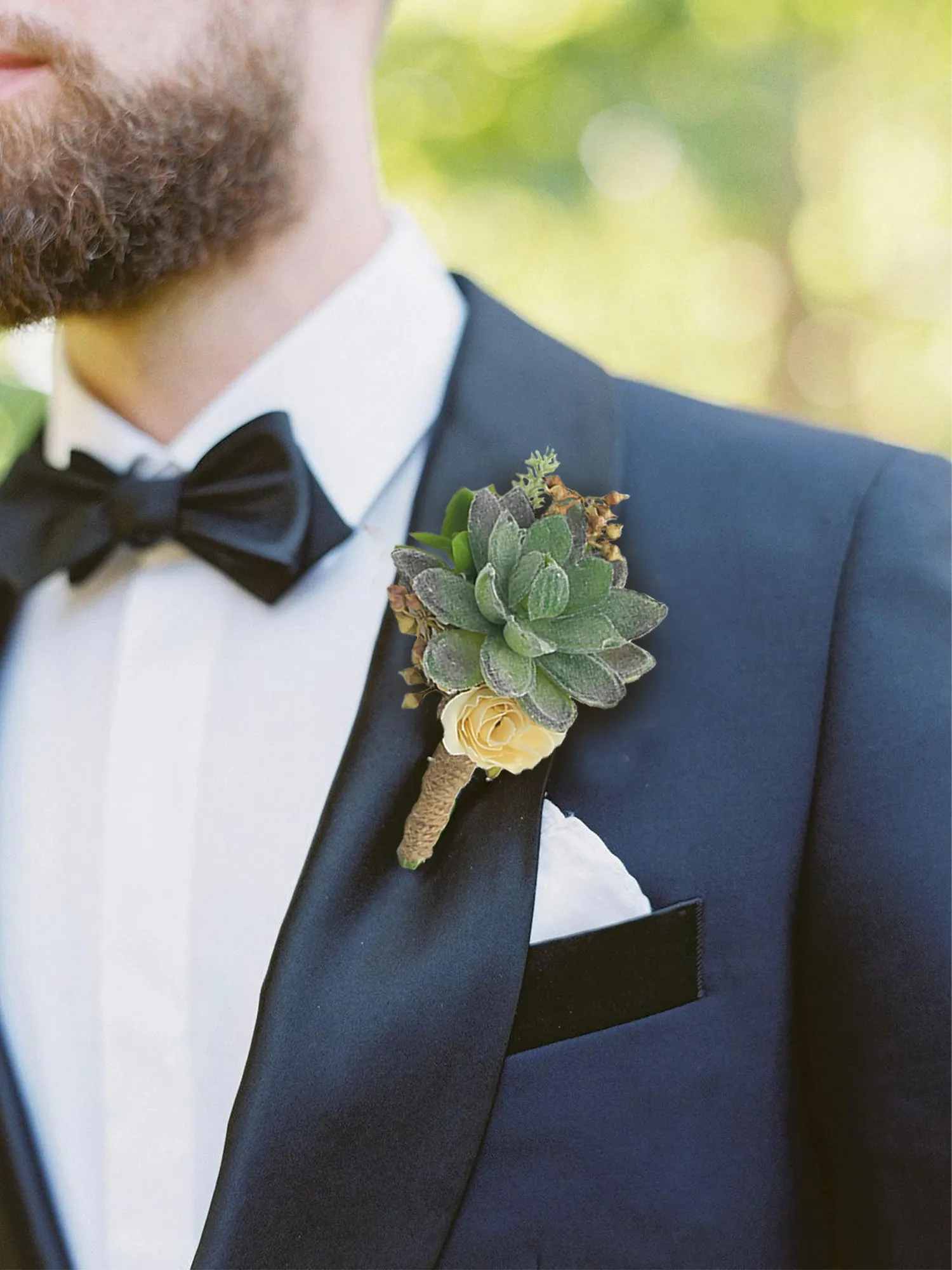 6Pcs Faux Succulent Boutonnieres