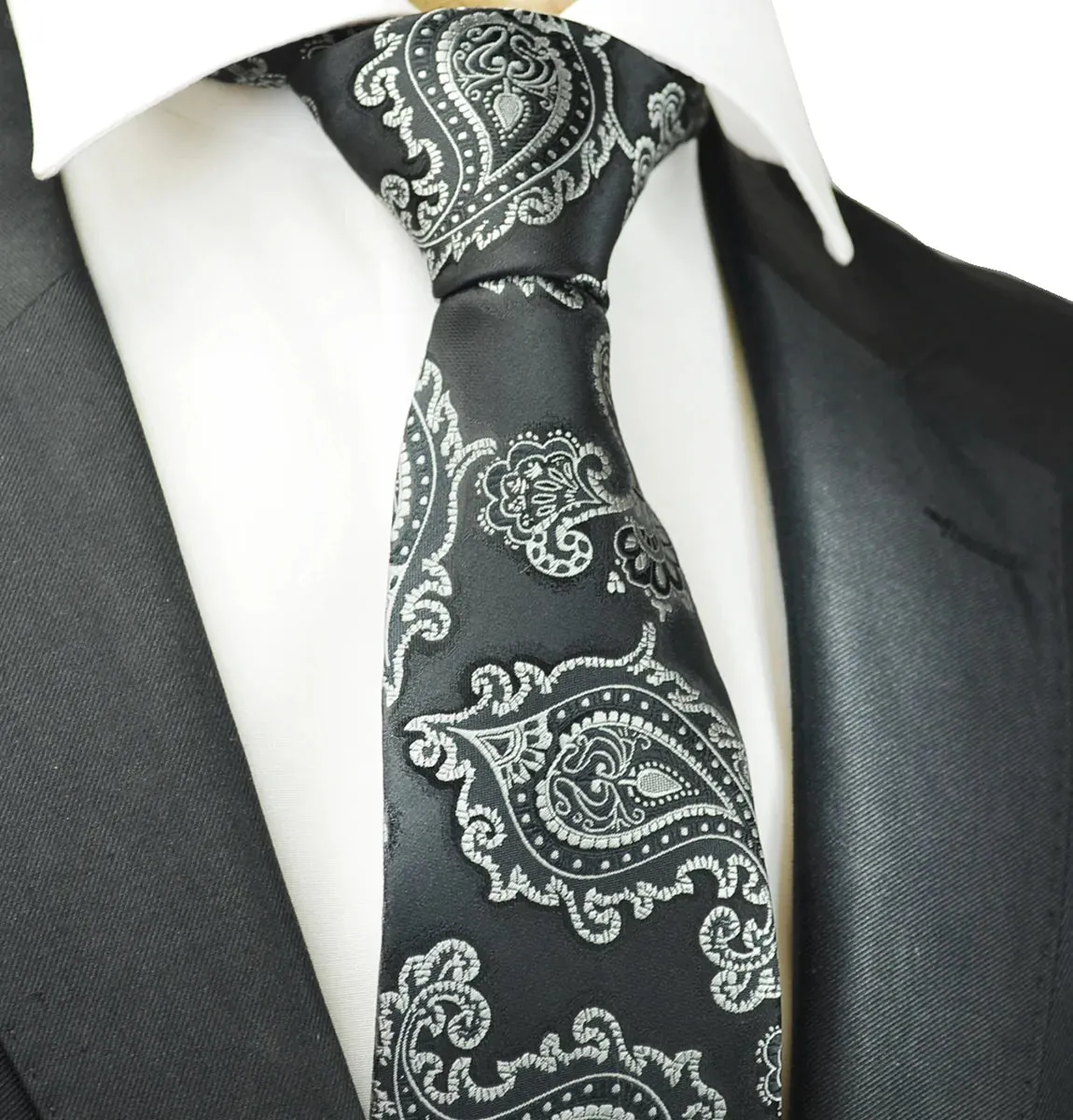 Black Formal Paisley Necktie