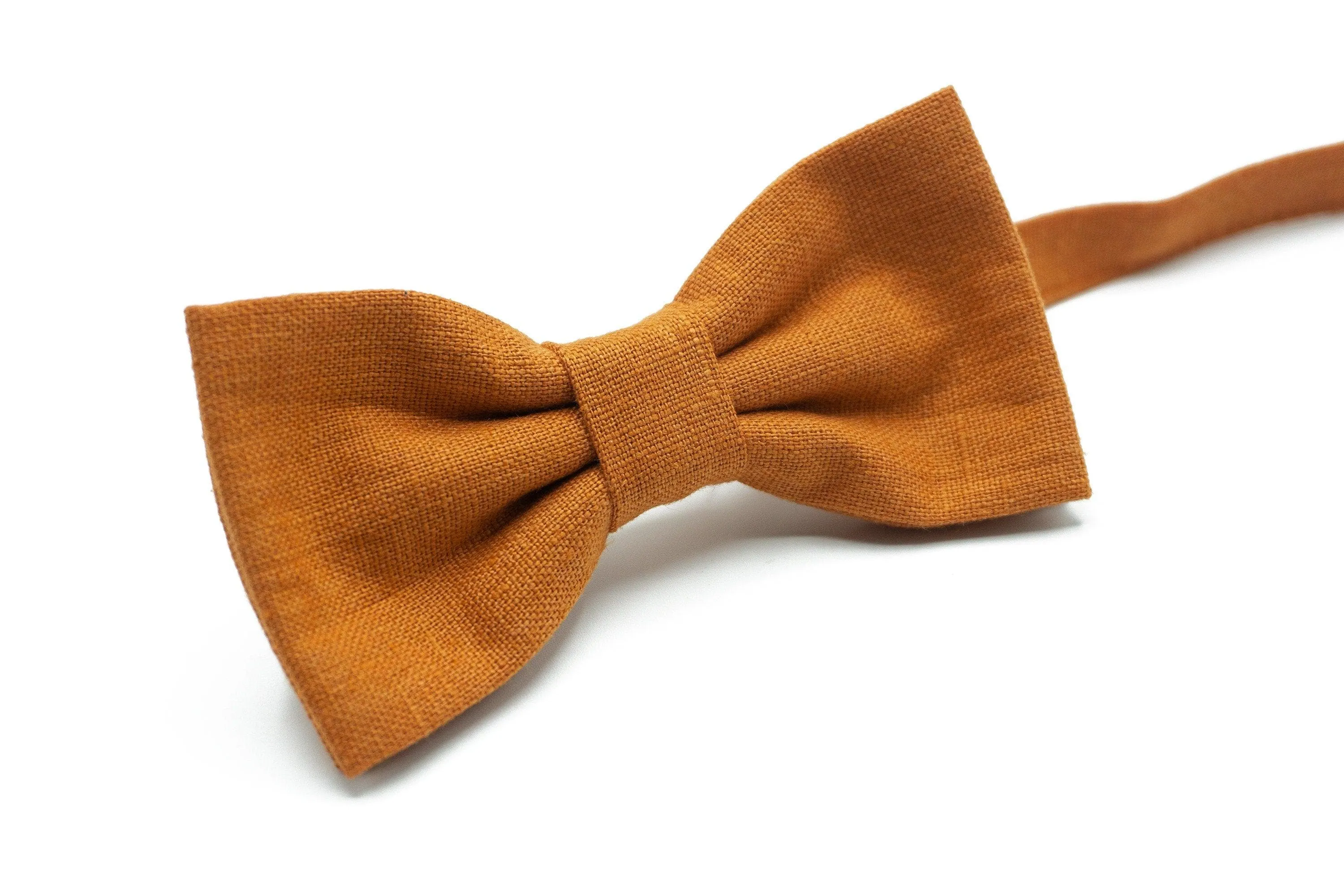Premium Burnt Orange Men's Tie, Bowtie and Pocket Square Set for Formal Occasions