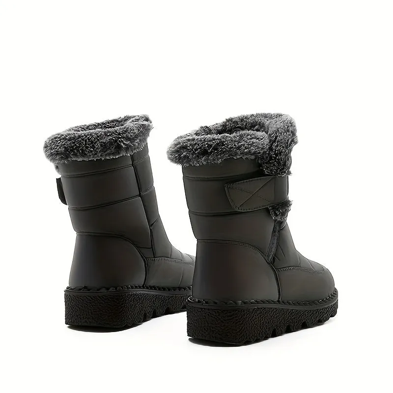 Stylish  Cozy Womens Platform Casual Plush Lined Short Boots  Perfect for Winter